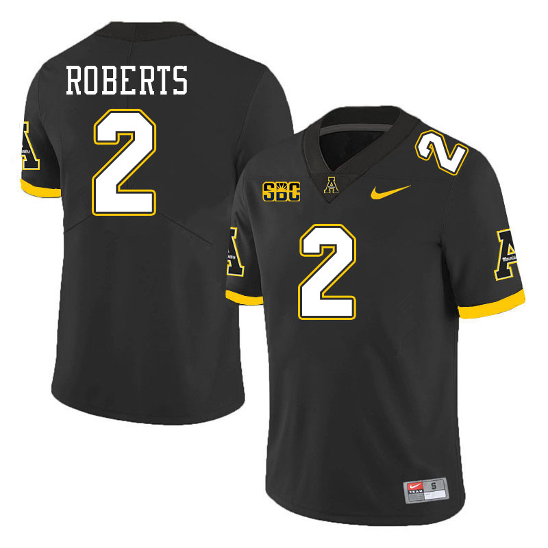 Appalachian State Mountaineers #2 Kanye Roberts College Football Jerseys Stitched-Black